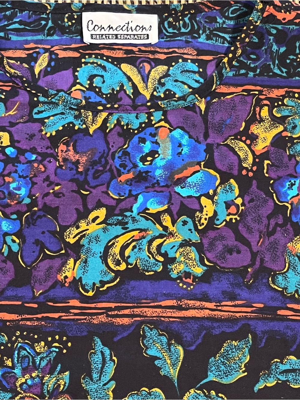 Connections Purple Floral Print Women's Top